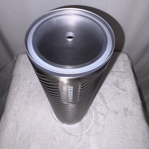 Starbucks 2022 Silver Ribbon Swirl Stainless Steel Tumbler Cold Venti 24oz - Picture 3 of 6